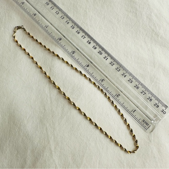 Sterling Silver 925 Gold Twisted Herringbone Necklace Chain - Picture 10 of 11